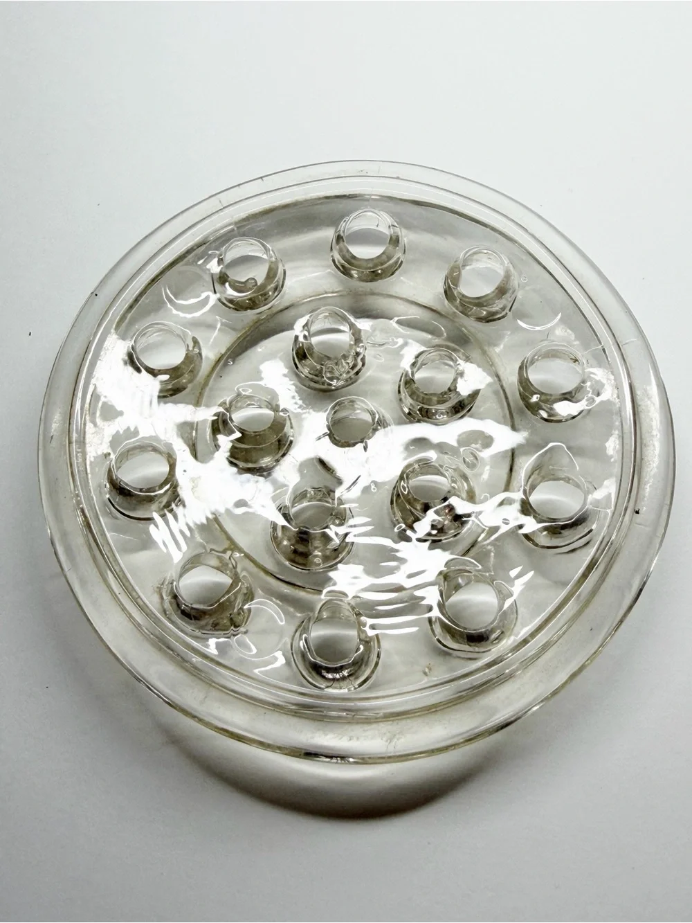 Vintage 16 Hole Domed Glass Flower Frog